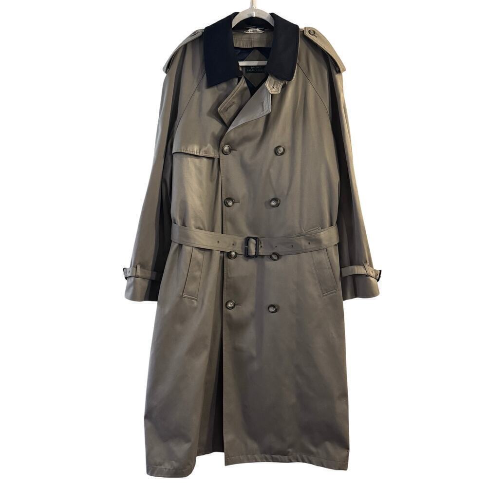 Lauren Ralph Lauren Edmond Men’s Trench Coat Sz 44L Taupe Preppy Classic - Picture 2 of 15